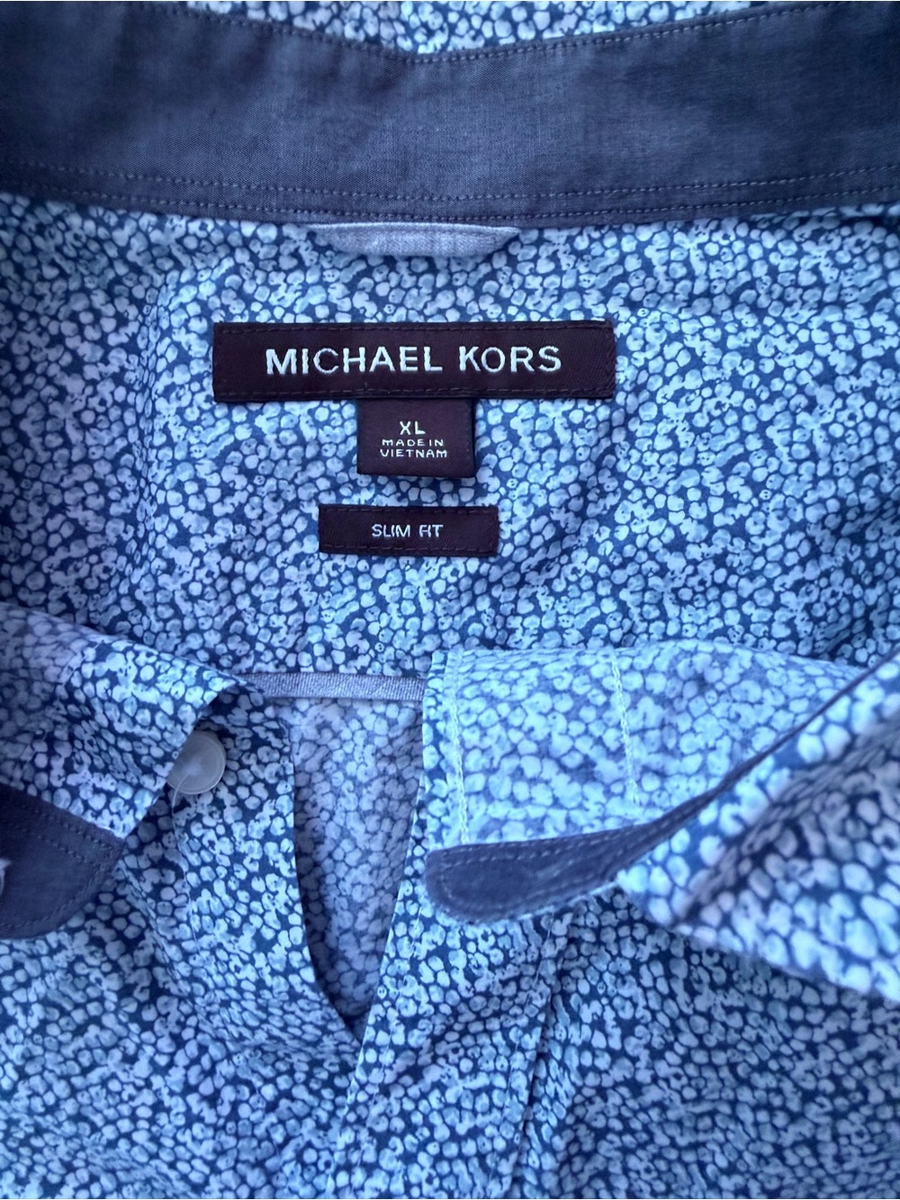 Michael Kors Light Blue Floral Slim Fit Button-Up Shirt